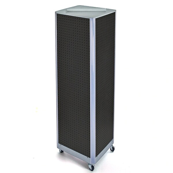 4-Sided Pegboard Floor Wheeled Display Panel Size:16"W x 64.25"H